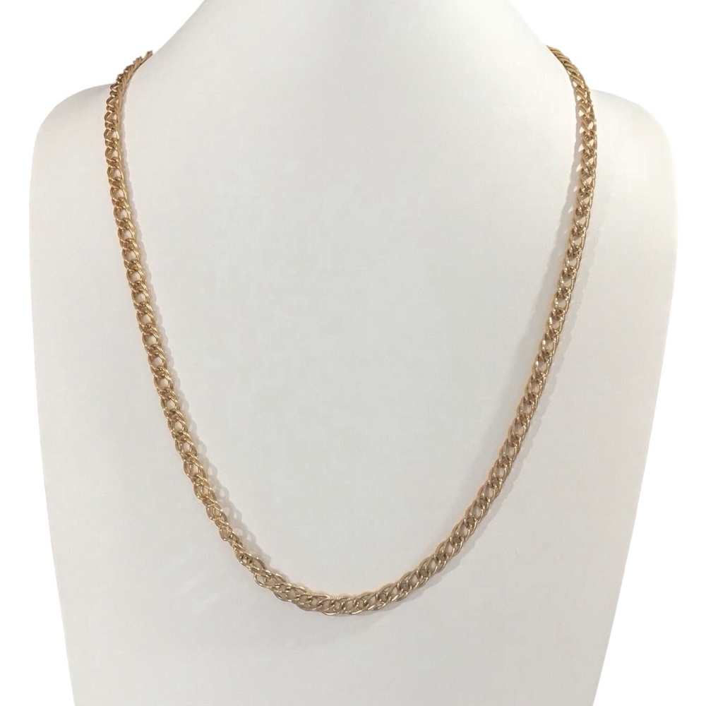 Gold Textured Chain Necklace Costume Fashion Jewelry